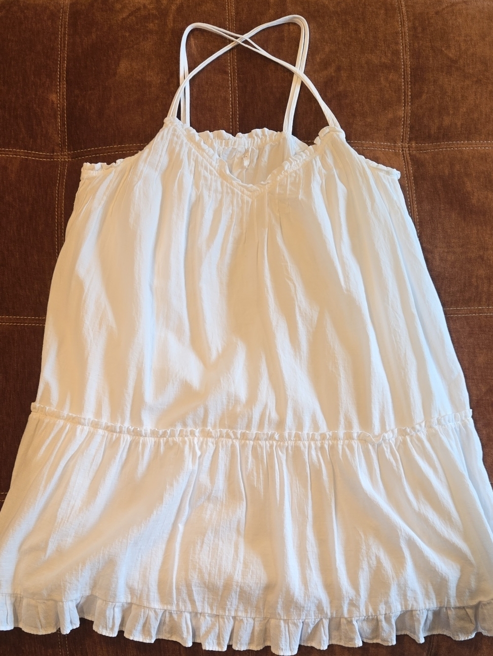 White Crinkle Tiered Spaghetti Strap Sundress - Tag Missing